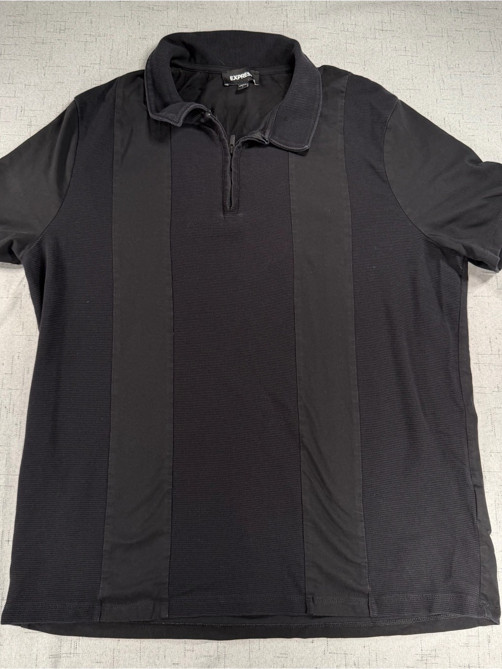 Express Men’s Black Short-Sleeve Zip Polo Shirt
